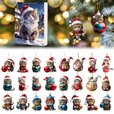 Ellxen Cat Advent Calendar, 2024 Cat Advent Calendar,Christmas Advent Calendar,24 Days Christmas Countdown,2D acrylic cat pendants,Christmas decorations for cat lovers